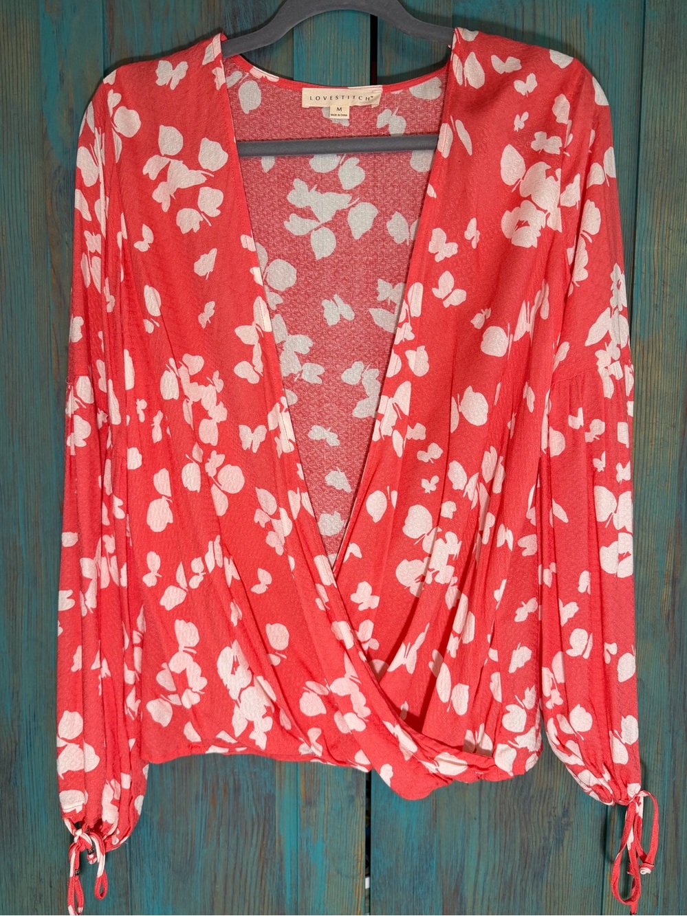 Lovestitch Coral and White Floral Top Boutique M